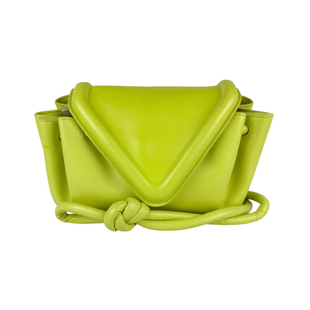 BOTTEGA Veneta Beak Leather Shoulder Bag Green Yellow
